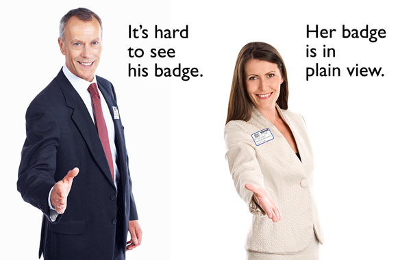What side of your clothing should you wear your visitor badge on?