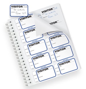 sign-in book with visitor badges
