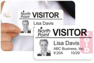 self-expiring visitor badges, badges that change color, self-expiring stickers
