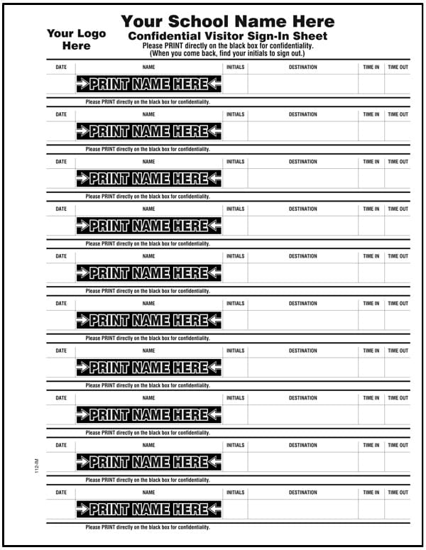 Custom - Confidential Visitor Sign-In Books for Schools
