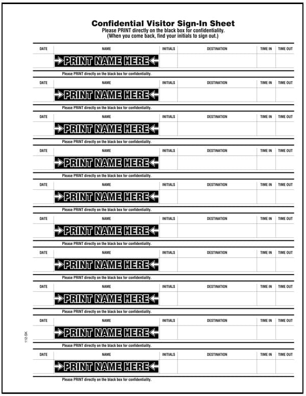 Stock - Confidential Visitor Sign-In Books for Schools