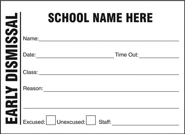 Custom Early Dismissal Slips