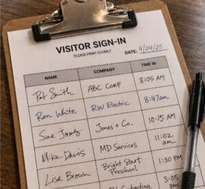 Traditional sign-in sheet