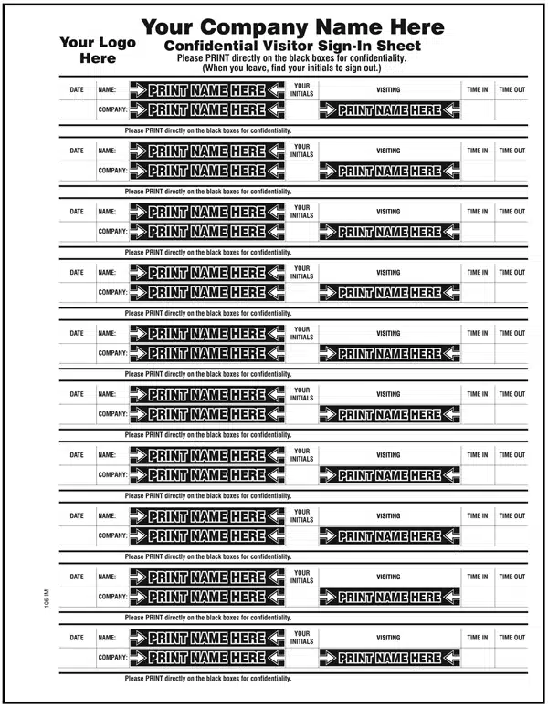 Confidential Visitor Sign-in Books
