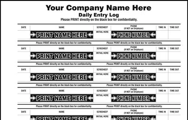 Confidential Visitor Sign-In Book with Contact Tracing