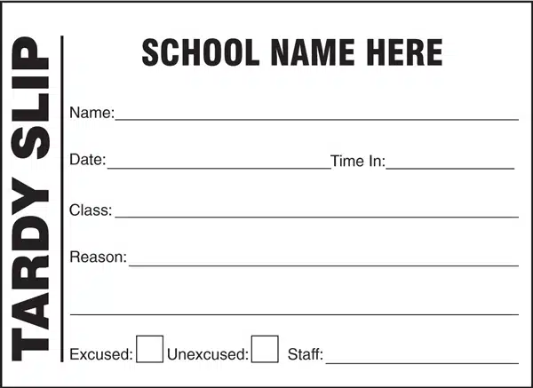 student tardy slip