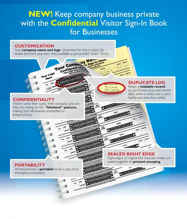 Corporate Confidential Sign-In Sheets