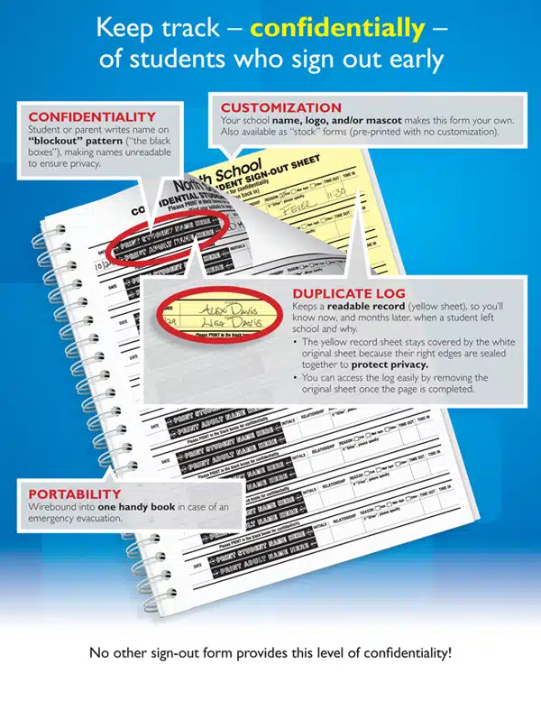 Confidential Student Sign-Out Books