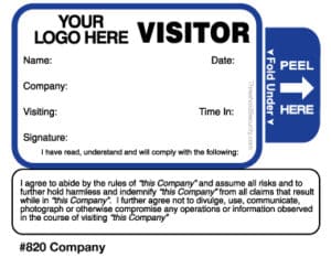 Visitor Agreement TAB-Expiring Badges - Style 820