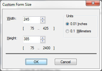 Primera Custom Form Size