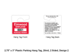 2.75" x 3" Plastic Parking Hang Tag, 20mil, 2 Sided, Design 2