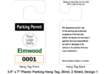 3.5" x 7" Plastic Parking Hang Tag, 20mil, 2 Sided, Design 1