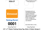3.5" x 7" Plastic Parking Hang Tag, 20mil, 2 Sided, Design 2