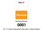 3" x 5" Plastic parking Hang Tag, 20mil, 1 Sided, Design 1