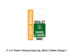 3" x 5" Plastic Parking Hang Tag, 20mil, 1 Sided, Design 1