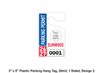 3." x 5" Plastic Parking Hang Tag, 20mil, 1 Sided, Design 1