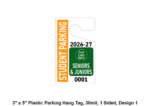 3" x 5" Plastic Parking Hang Tag, 30mil, 1 Sided, Design 1