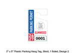 3" x 5" Plastic Parking Hang Tag, 30mil, 1 Sided, Design 2