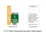 3" x 5" Plastic Parking Hang Tag, 30mil, 2 Sided, Design 1