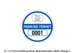 2x2, Circle Parking Decal, Repositionable, White, Design 1