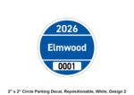 2x2, Circle Parking Decal, Repositionable, White, Design 2