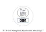 2x2, Circle Parking Decal, Repositionable, White, Design 3