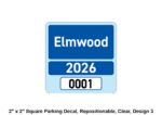 2" x 2" Square Parking Decal, Repositionable, Clear, Design 3