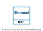 2x2, Square Parking Decal, Repositionable, White, Design 2