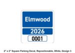 2x2, Square Parking Decal, Repositionable, White, Design 3