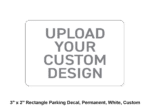 3" x 2" Rectangle Parking Decal, Permanent, White, Custom
