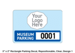 3" x 2" Rectangle Parking Decal, Repositionable, Clear, Design 1