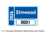 3" x 2" Rectangle Parking Decal, Repositionable, Clear, Design 2