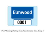 3" x 2" Rectangle Parking Decal, Repositionable, Clear, Design 3