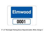 3x2, Rectangle Parking Decal, Repositionable, White, Design 3