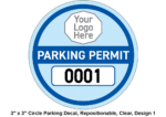 3" x 3" Circle Parking Decal, Repositionable, Clear, Design 1