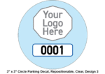 3" x 3" Circle Parking Decal, Repositionable, Clear, Design 3