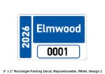 3x2, Rectangle Parking Decal, Repositionable, White, Design 2