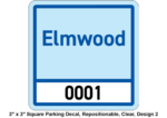 3" x 3" Square Parking Decal, Repositionable, Clear, Design 2