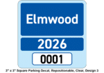 3" x 3" Square Parking Decal, Repositionable, Clear, Design 3