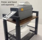 Fanfold visitor badges, Zebra Printer, and Stand