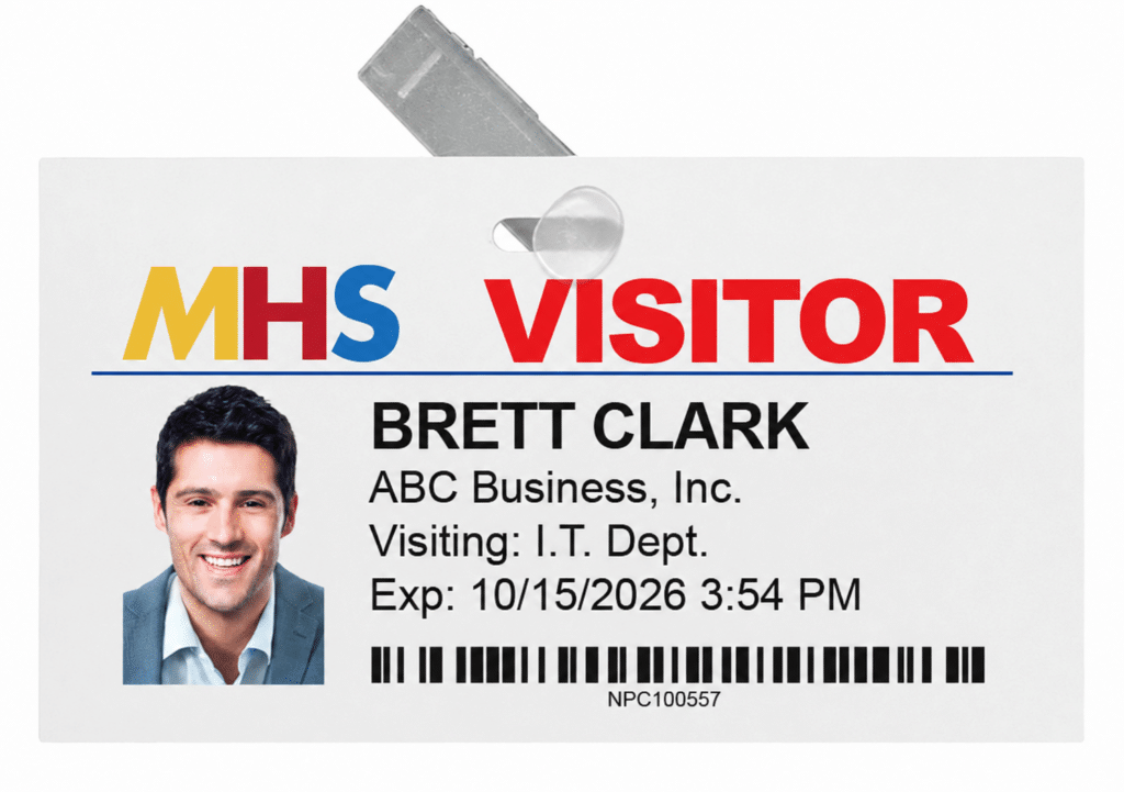 Fanfold visitor badge